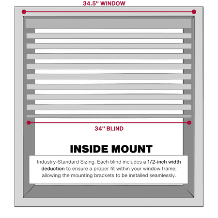 Lotus & Windoware Cordless 2 Faux Wood Room Darkening Horizontal Blind, 34.5 W x 72 L, Bright White, Embossed