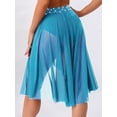 thumbnail image 4 of TiaoBug Women's Chiffon Applique Lyrical Ballet Dance Skirts High Low Mesh Midi Skirt Briefs Dancewear Light Blue XXL, 4 of 7