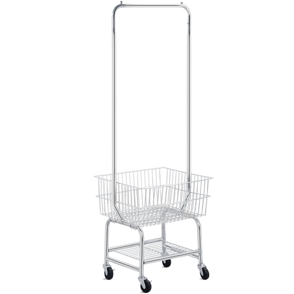 Yaheetech Commercial Laundry Cart Laundry Butler with Wheels & Double Pole  Rack,Silver,G.W.: 21.3 Lb