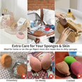 thumbnail image 4 of Soporte para esponja de maquillaje transpirable de 3 piezas, soporte para licuadora de belleza de silicona ultrasuave, estuche de viaje para esponja de maquillaje reutilizable lavable, caqui + rosa +, 4 of 5