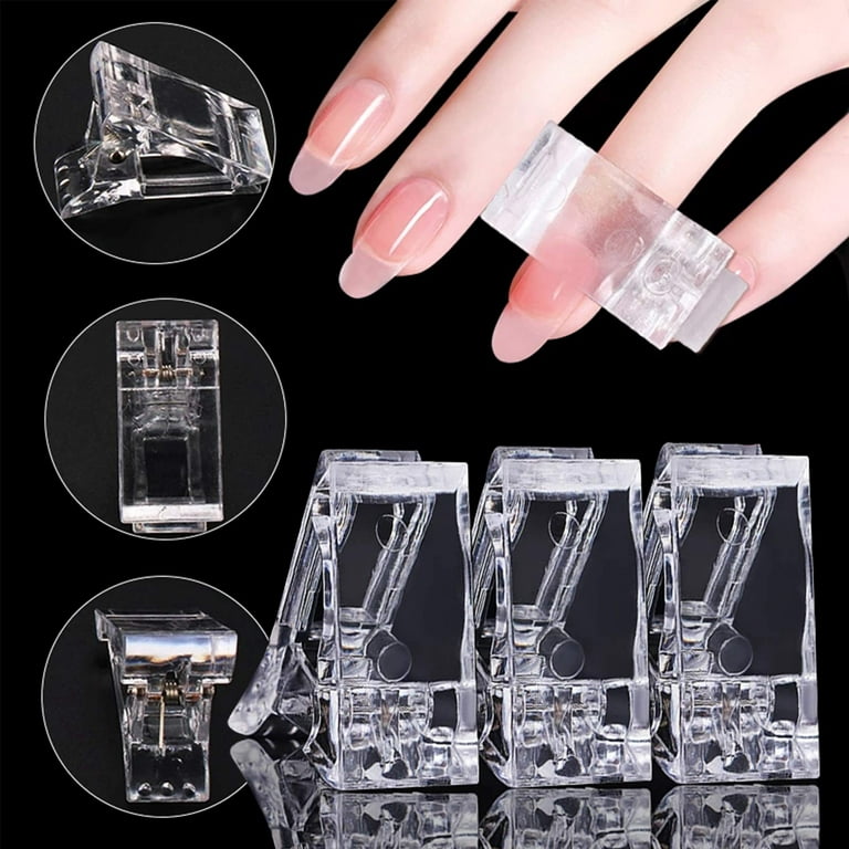 Ealicere 10 pieces of transparent nail clip manicure tools, Plastic  Transparent Nail clips for polygel Finger Nail Extension, Reusable Assitant  Nail