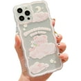 thumbnail image 1 of Funda compatible con iPhone 14 Pro, diseño de mariposas y flores de dibujos animados para mujeres y niñas, estética kawaii, delgada, suave, TPU transparente para iPhone 14 Pro (rosa claro), 1 of 8