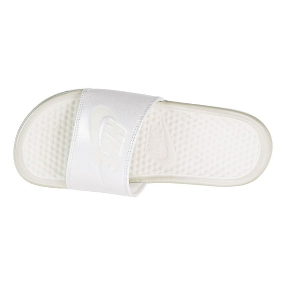 Nike Benassi JDI Metallic QS Women's Slides Metallic Summit White/Summit White aa4149-100