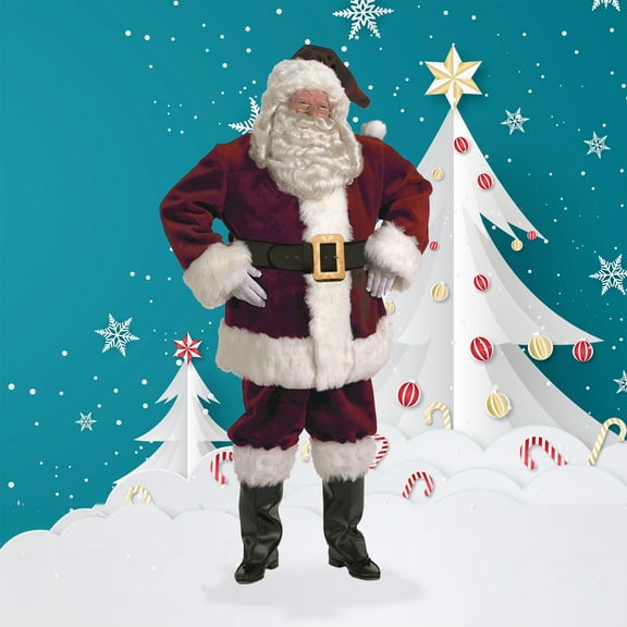 The Costume Center 7-Piece Majestic Santa Claus Suit Deluxe Costume Thick Burgundy - Adult Size XXL