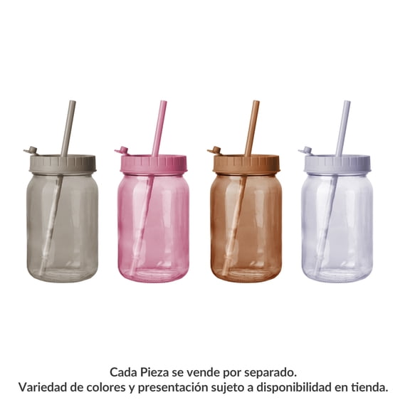 Vaso Prichos De Vidrio con Popote Color 460 ML 1 Pieza