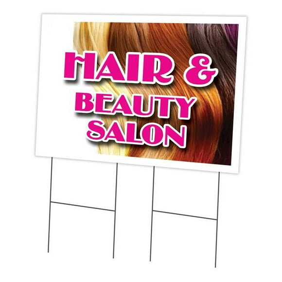 SignMission Salon C-2436-DS-Hair & Beauty 24 x 36 Po Salon de Coiffure et de Beauté Signe & Pieu