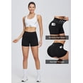 thumbnail image 3 of BALEAF Workout Shorts Women Biker Yoga Gym Spandex Running Volleyball Tummy Control Compression with Pockets 3" Black XXXL, 3 of 7