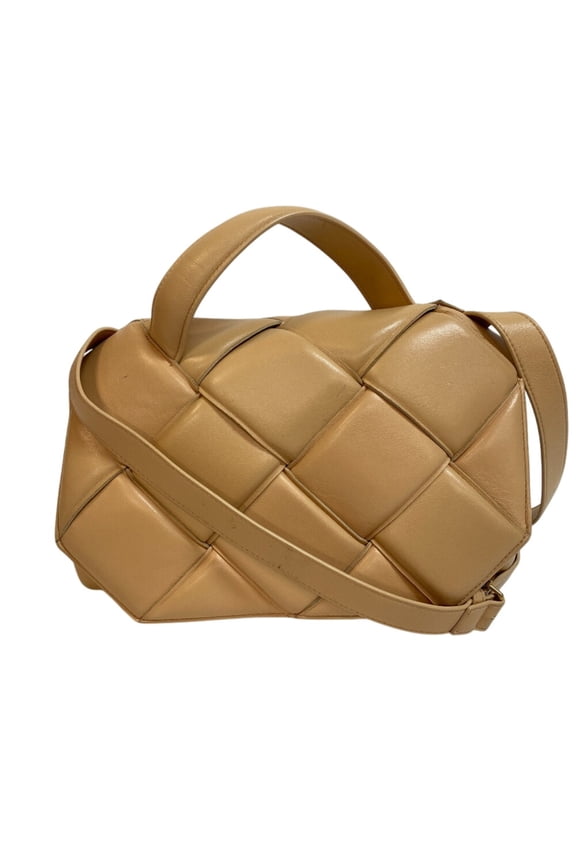 Pre-Owned BOTTEGA VENETA 2-Way Handbag Maxi Intrecciato Shoulder Bag Beige