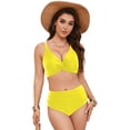thumbnail image 3 of vigerkar Women's High Waisted Bikini Set Push Up V Neck Ruched Bottom Stylish Two Piece Swimsuit Bathing Suit (Yellow, L), 3 of 9