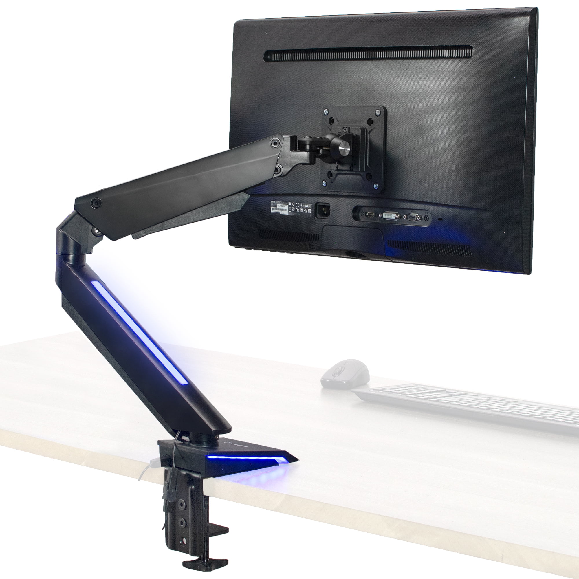 VIVO Single Monitor Gaming Mount Desk Stand w/ LED Lights for Screens ...