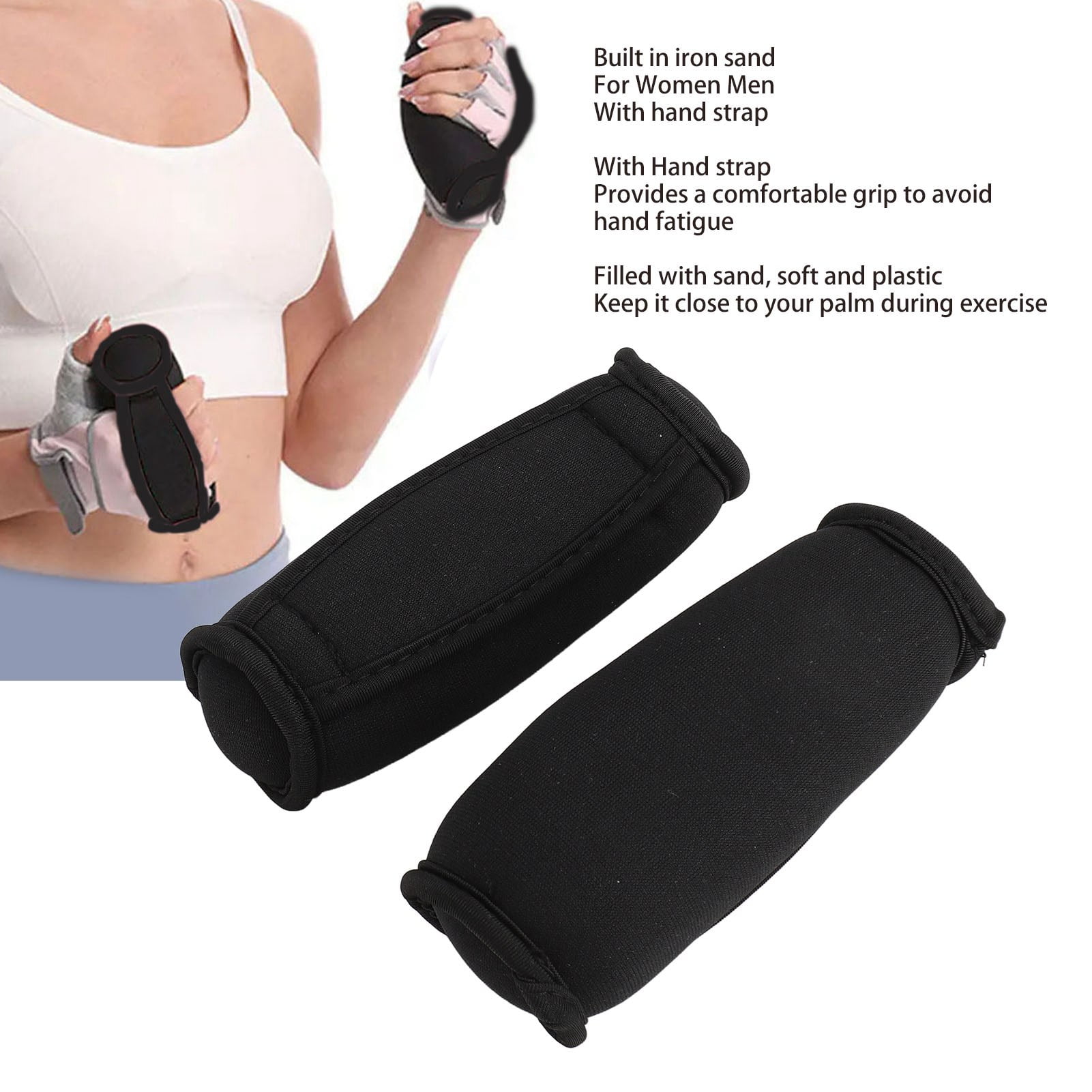 Riousery 1 Pair Hand Weights Set, Soft Dumbbells with Hand Strap for Workout Running Jogging, 1 Pound Total Weight (0.45 kg), Unisex Sand Filled Weights for Home Gym