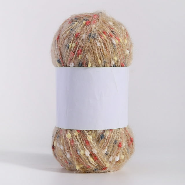Xiao Hua Rollo de 50 g de hilos de mohair con puntos de colores, hilo suave para tejer a mano, ganchillo, para bufandas, chales y manualidades.