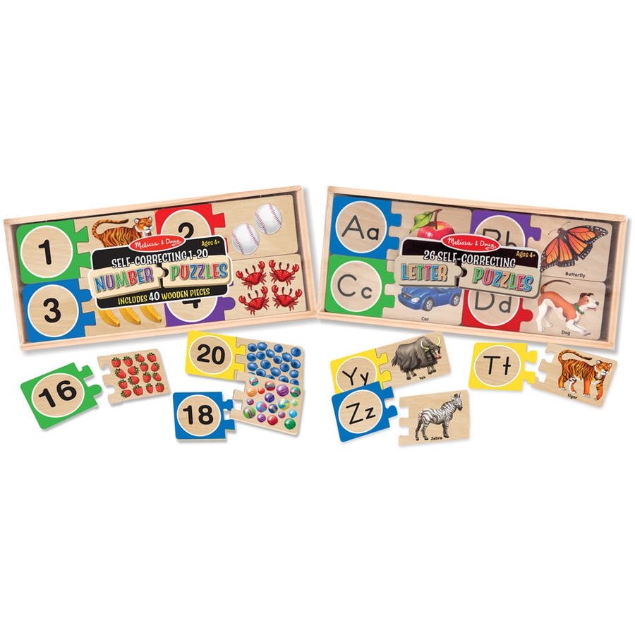 Melissa & Doug Self Correcting Wooden Number Puzzles Early Learning Toys 12542 