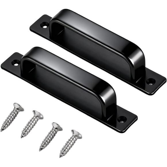 2Pcs Barn Door Handles, 5.8" Gate Handle Outdoor Fence, Black Door Pulls Handle, Sliding Closet Door Handle for Bifold Door, Kitchen, Cabinet, Bathroom, Closet, Garage Shed.,Black