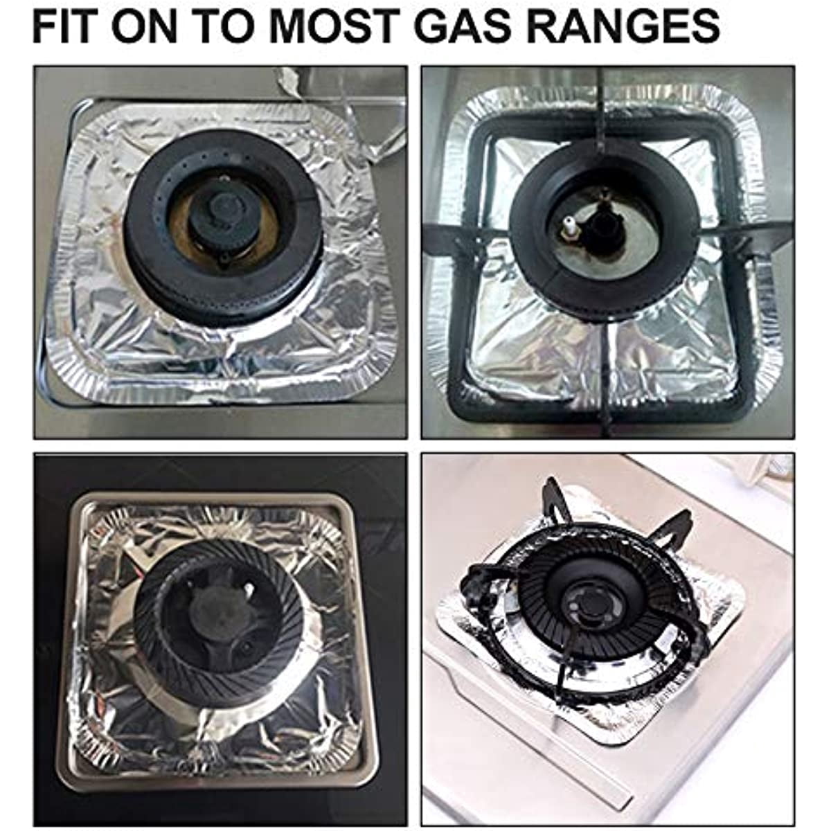 300 Pcs Packed Disposable Gas Burner Liner Square, Aluminum Foil Square Stove Burner Cover, 8.5" Stove Burner Bib Pad, Gas Stovetop Protector
