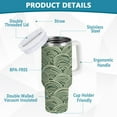thumbnail image 2 of Yayeee 40oz Stainless Steel Tumbler with Straw and Handle Double-Wall Insulated Travel Water Bottle, Retro Green Abstract, 2 of 8