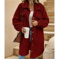 thumbnail image 4 of Women'S Teddy Fleece Coat-Plush Oversized Long Cardigan, Cozy Winter Fuzzy Outwear for Casual Style Wine Red XL, 4 of 9