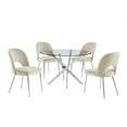 thumbnail image 1 of Round 45" x 45" 5pc Clear Glass Dinette Set with Cream Chairs, 1 of 5