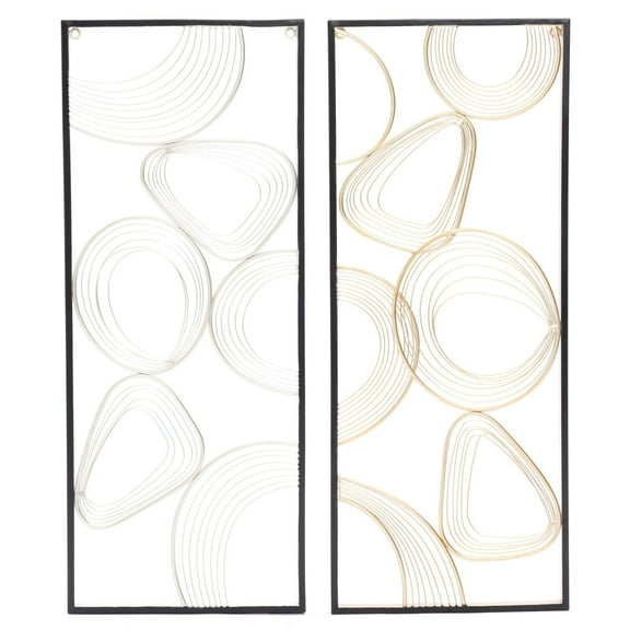 LuxenHome Set of 2 Gold and Silver Abstract Metal Wall Decor
