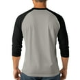 thumbnail image 7 of purcolt Men's 3/4 Sleeve Shirts Color Block Crew Neck Buttons Raglan Baseball T Shirts Fall Casual Athletic Tops Soft Basic Tees, M-5XL, 7 of 7