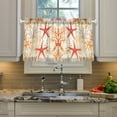 thumbnail image 2 of Yayeee Kitchen Curtains Tier Pair Light Filtering 27"x36" Rod Pocket Short Cafe Window Panel, Orange Starfish, 2 of 7
