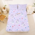 thumbnail image 5 of Erosebridal Cartoon Unicorn Girls Queen Sheet Sets,Dreamy Princess Style Rainbow Bed Set For Kids 4-Piece, 5 of 6