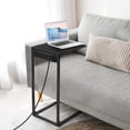 thumbnail image 4 of C Shaped End Table with Charging Station, Slide Under Sofa Side Table Set of 2 ,TV Tray Couch Table with USB Ports Outlets, Metal Frame Snack Table for Living Room Bedroom Black, 4 of 10