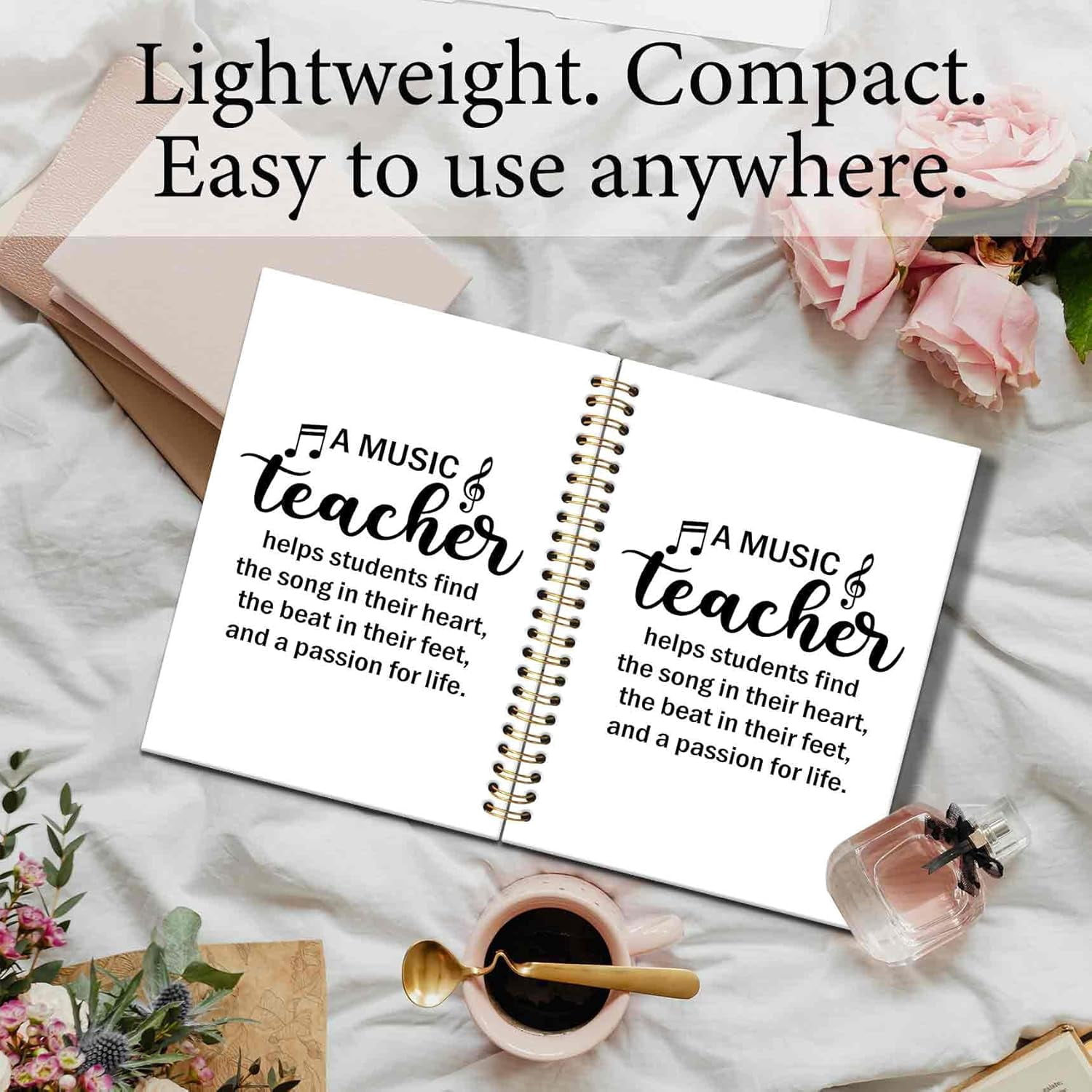 Music teacher notebook diary 5.5x8.3 inches, music teacher gift, songwriting notebook, for writing, hardcover spiral notebook for note-taking