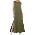 thumbnail image 1 of 2025 Vestido largo sin mangas con abertura para mujer: vestido camisero informal y holgado con bolsillos laterales, cuello redondo, tejido ligero, ideal para el verano, tallas S-XXL, 1 of 4