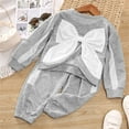 thumbnail image 2 of Toddler Girls Outfits Kids Baby Long Sleeve Bowknot Tops Sweatshirt Solid Pant Trousers Set 2Pcs Girls' Clothing Size 4-5T, 2 of 8