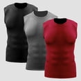 thumbnail image 4 of TFixol Camiseta sin mangas de compresión para hombre, paquete de 3 chalecos ajustados de secado rápido que absorben la humedad, 4 of 7