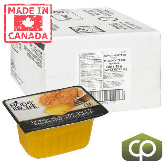 House Recipe CL Honey Mustard Sauce Dip Cup 28g (100/Case) - 0.99 oz (6.94 lbs)- Canadian Made
