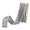 thumbnail image 1 of Roll of 10 Yards Linen Ribbon Festive Gift Wavy Brim Packing Ribbon DIY Fresh Flower Wrapping Accessories for Party Home Office (Grey), 1 of 7