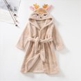 thumbnail image 2 of NOLDARES Boys Girls Robe Kids Flannel Hooded Bathrobe Sleepwear Pajamas Toddler Soft Plush Robes for Girls,Khaki,7-8 Y, 2 of 9