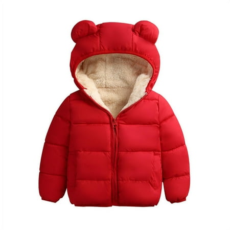 

COUTEXYI Winter Infant Kids Baby Girls Boys Down Parkas Coat 3D Ears Hooded Long Sleeve Zipper Solid Warm Outfits