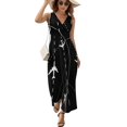 thumbnail image 2 of Airplanes Background with Trajectory Dress Fashion Boho Beach Long Dresses Female Party Printed Maxi Dress, 2 of 9