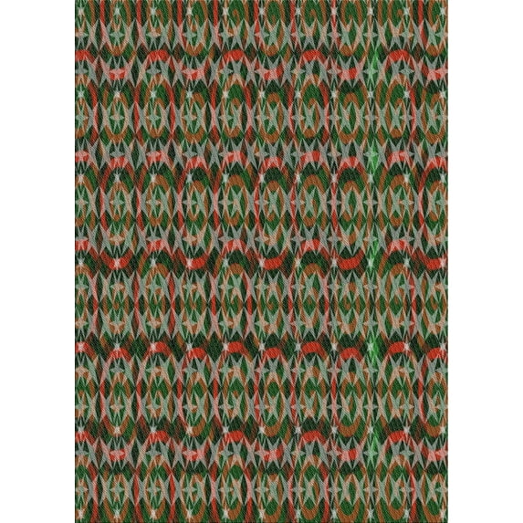 Ahgly Company Indoor Rectangle Patterned Khaki Green Novelty Area Rugs, 8' x 10'