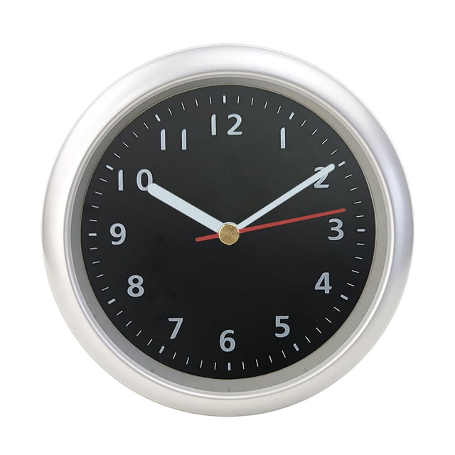 Reloj de baño sin tictac, ligero, minimalista, resistente al agua, con ventosa Plata Negro