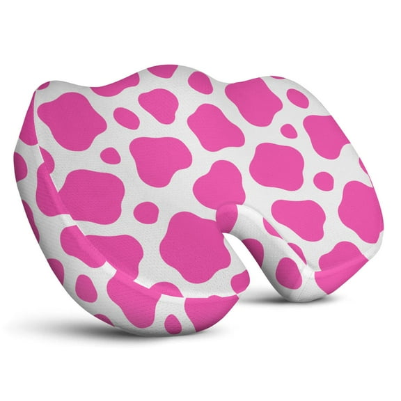 Premium Cow Pattern Memory Foam Seat Cushion Ergonomic Chair Pad for Office Chair, Car, Airplane & Bleachers Sciatica, Tailbone Hip & Back Pain Relief - Chair Cushion for Long Office Workers.