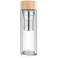 thumbnail image 1 of Double Walled Borosilicate Glass Water Bottle, Eco-Friendly Reusable Design, Leakproof And Scratch-Resistant, Temperature Resistant, Portable With Bamboo Lid, Dishwasher Safe, 450Ml, 1 of 8
