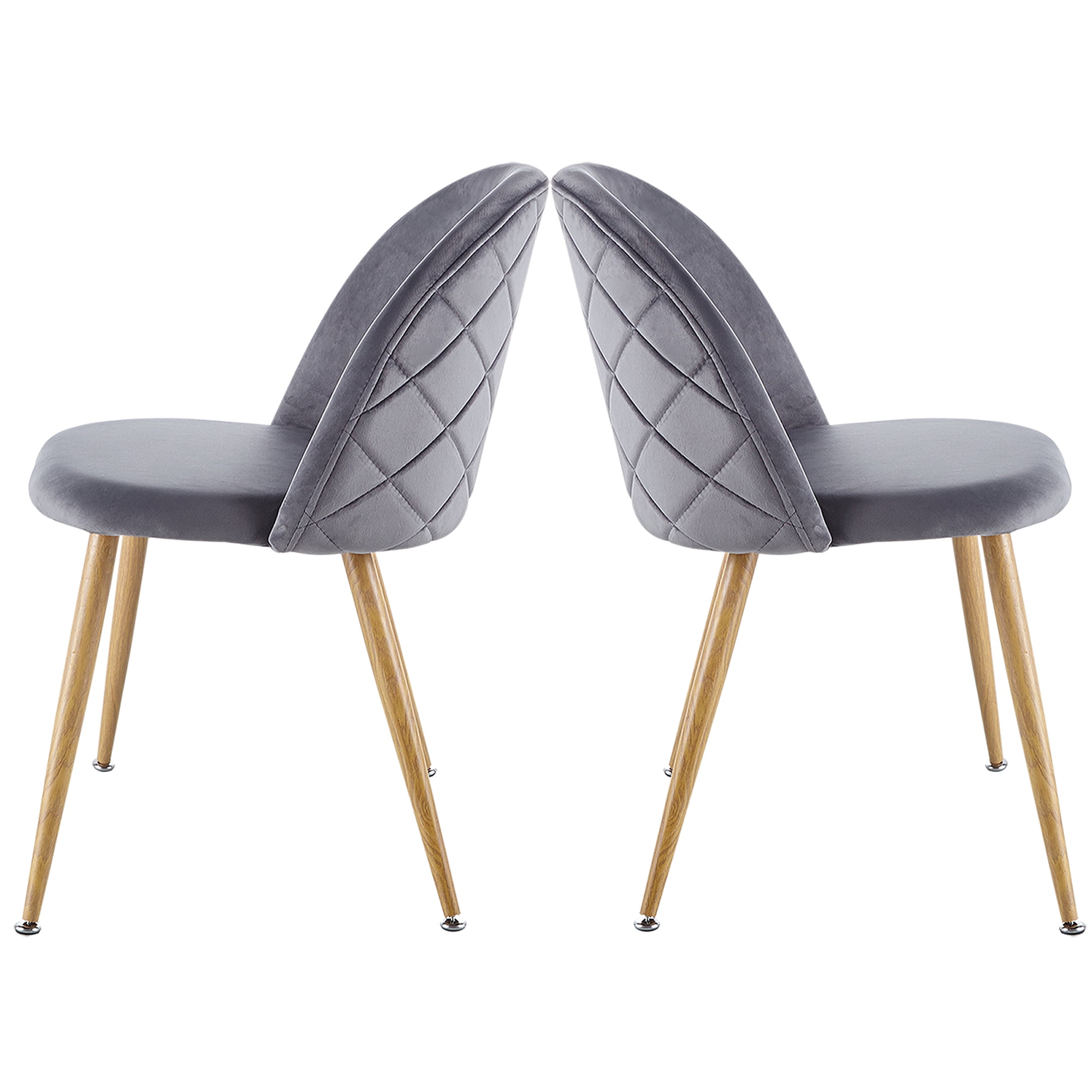Kepooman Set of 2 Velvet Upholstered Dining Chairs with Backrest, Gray Kepooman Set of 2 Velvet Upholstered Dining Chairs with Backrest, Gray