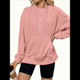 thumbnail image 3 of Sudadera de Algodón con Forro y Media Cremallera para Mujer, Cálida, de Invierno, con Bolsillo para el Pulgar Rosa XXL, 3 of 10