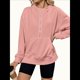thumbnail image 3 of Sudadera de Algodón con Forro y Media Cremallera para Mujer, Cálida, de Invierno, con Bolsillo para el Pulgar Rosa XXL, 3 of 10