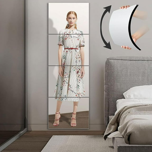 Shatterproof Mirror for Kids,Full Length Mirror for Wall,x4 Pcs, Unbreakable Mirror over The door, Home Gym Body Mirror Workout, Long Mirror for Bedroom Closet Tiles