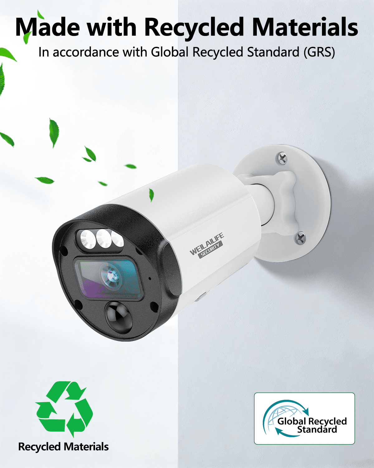 WEILAILIFE 5MP POE Security Camera System, 4-Channel NVR with 500GB HDD, PIR Motion Detection