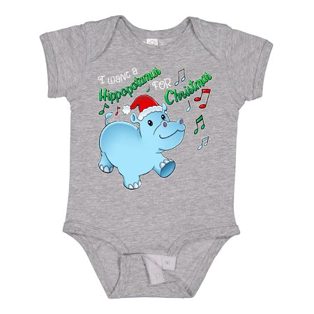 

Inktastic I Want a Hippopotamus for Christmas Hippo in Santa Hat Gift Baby Boy or Baby Girl Bodysuit