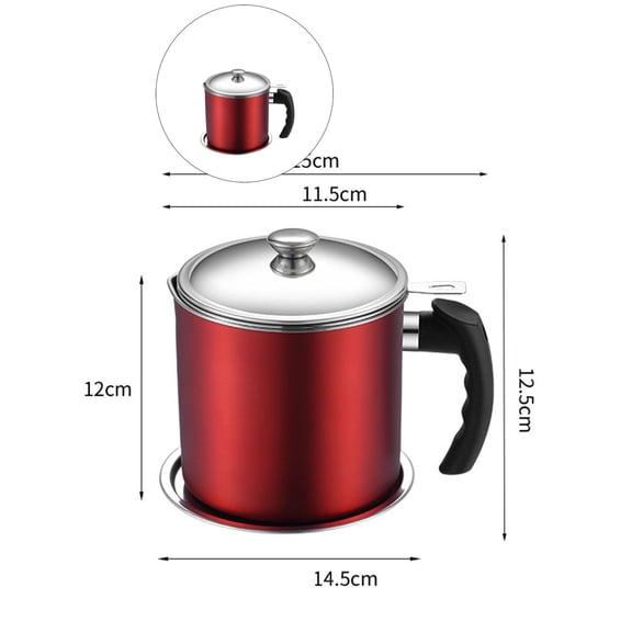 Dvruxg Grease Container with Strainer, Stainless Steel Oil Container, Pot Fat Storage with Lid, Easy Grip Handle Suitable for Storing Frying Oil and Cooking Grease