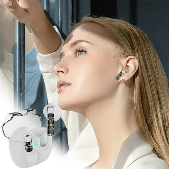 QTOCIO Bluetooth Headphones, Bluetooth Headset Transparent Semi In Ear Mini Wireless Bluetooth Headset