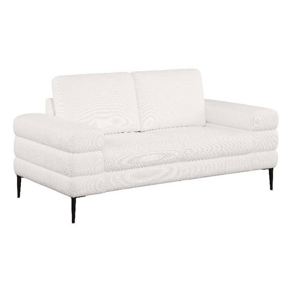 Coaster Jessel Chenille Fabric Upholstered Track Arm Loveseat in Ivory