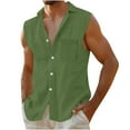 thumbnail image 2 of LADIGASU Men's Hawaiian Leisure Vacation Pocket Sleeveless Solid Color Lapel Shirt, 2 of 5